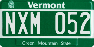 VT license plate NXM052