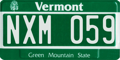 VT license plate NXM059
