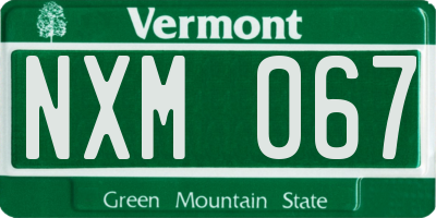 VT license plate NXM067