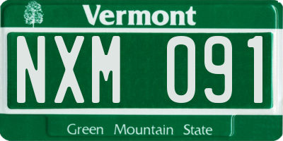 VT license plate NXM091