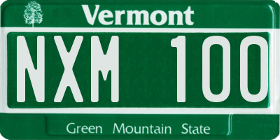 VT license plate NXM100