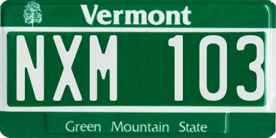 VT license plate NXM103