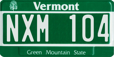 VT license plate NXM104