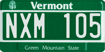 VT license plate NXM105