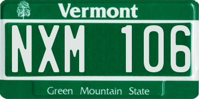 VT license plate NXM106