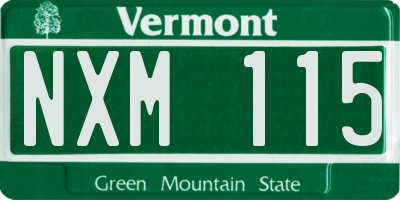 VT license plate NXM115