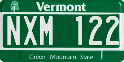 VT license plate NXM122