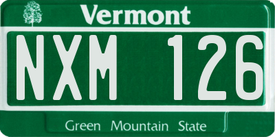 VT license plate NXM126