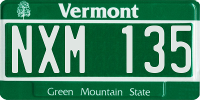VT license plate NXM135