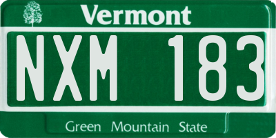 VT license plate NXM183
