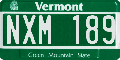 VT license plate NXM189