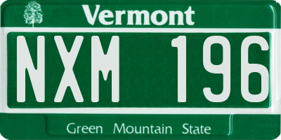 VT license plate NXM196