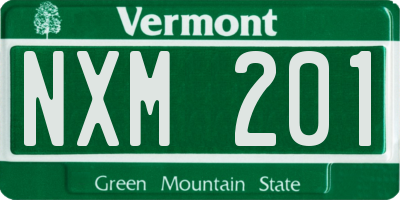 VT license plate NXM201