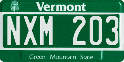 VT license plate NXM203