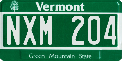 VT license plate NXM204
