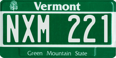 VT license plate NXM221