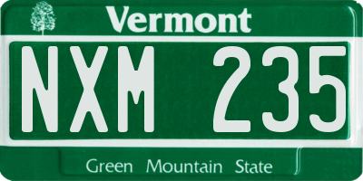 VT license plate NXM235