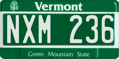 VT license plate NXM236