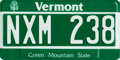 VT license plate NXM238
