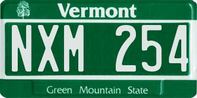 VT license plate NXM254