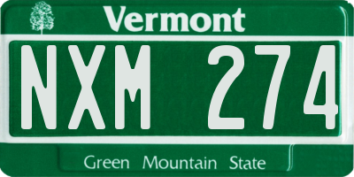 VT license plate NXM274