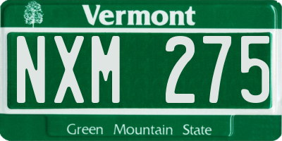 VT license plate NXM275