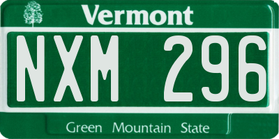 VT license plate NXM296