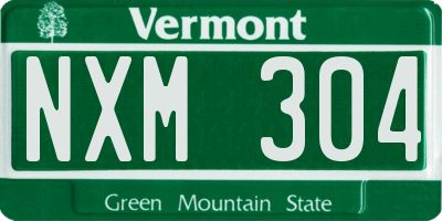 VT license plate NXM304