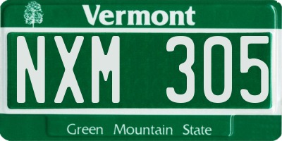 VT license plate NXM305
