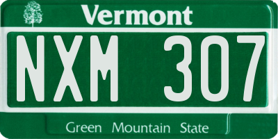 VT license plate NXM307
