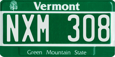 VT license plate NXM308