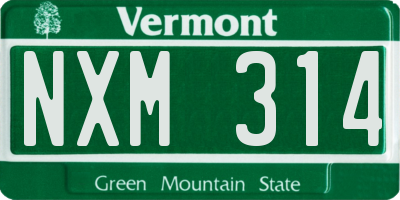 VT license plate NXM314