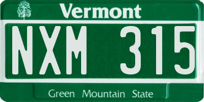 VT license plate NXM315
