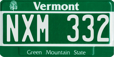 VT license plate NXM332