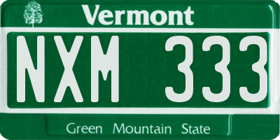 VT license plate NXM333