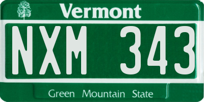 VT license plate NXM343