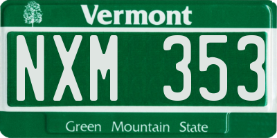 VT license plate NXM353