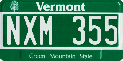 VT license plate NXM355