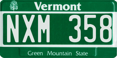 VT license plate NXM358
