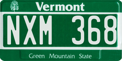 VT license plate NXM368