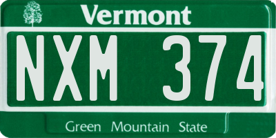 VT license plate NXM374