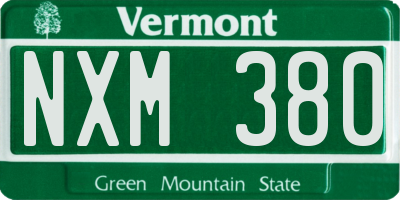 VT license plate NXM380