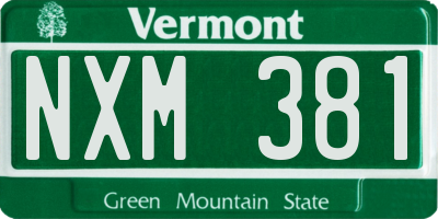 VT license plate NXM381