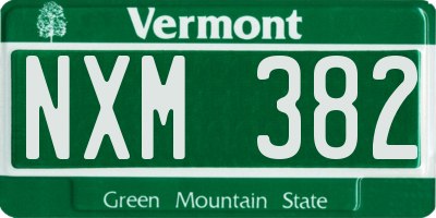 VT license plate NXM382