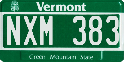 VT license plate NXM383