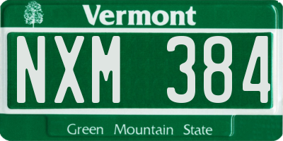 VT license plate NXM384