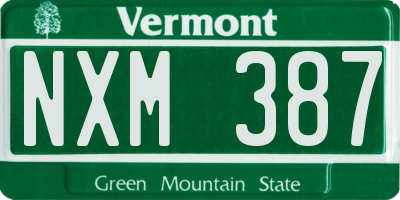 VT license plate NXM387