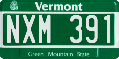VT license plate NXM391