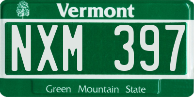 VT license plate NXM397