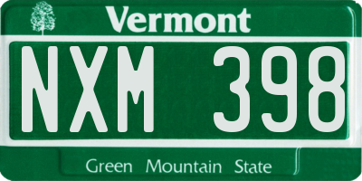VT license plate NXM398